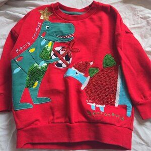 F and F sequins dinosaur holiday sweatshirt